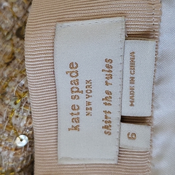 kate spade skirt the rules gold metallic sequined tweed skirt - Picture 9 of 14